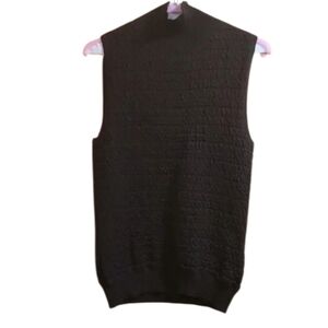 Kenneth Cole New York Textured Dark Brown Sleeveless Mockneck Sweater Vest